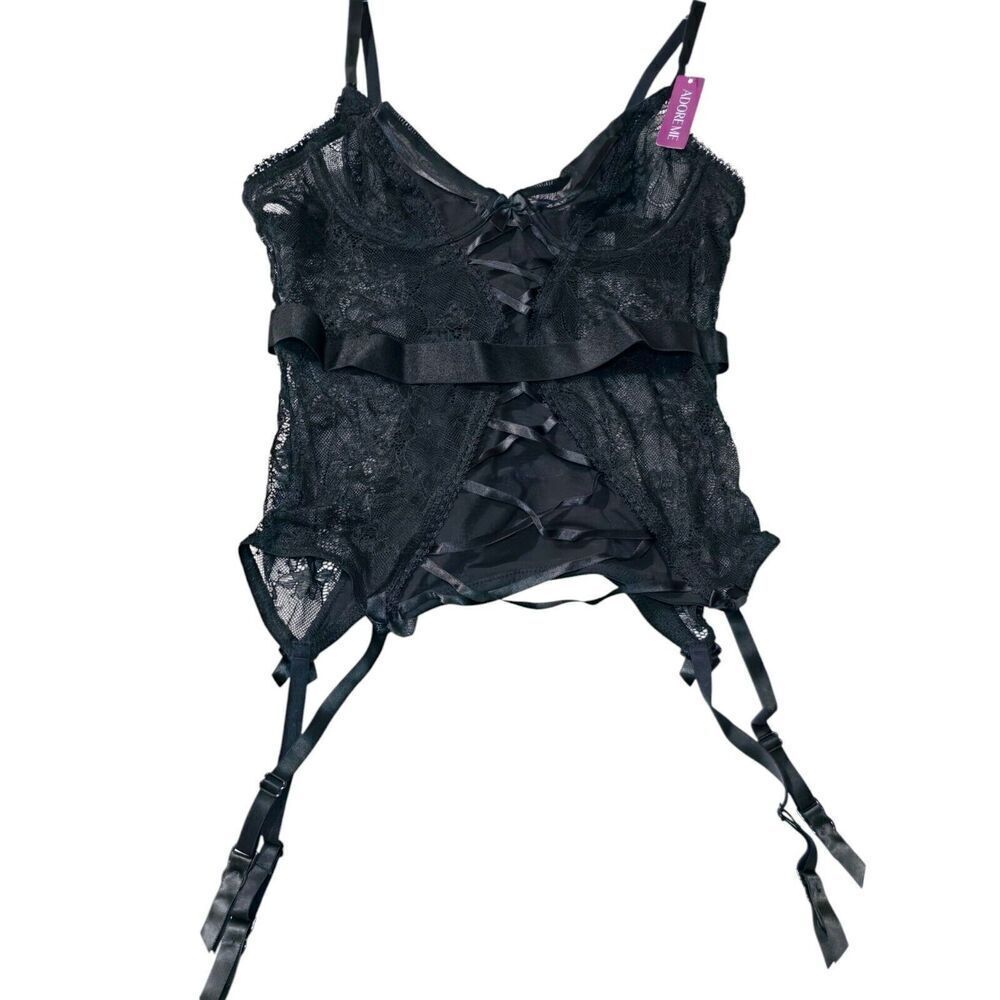 Adore Me Women's Lingerie Lace Mesh Bustier 07753 Black‎ Size 34A